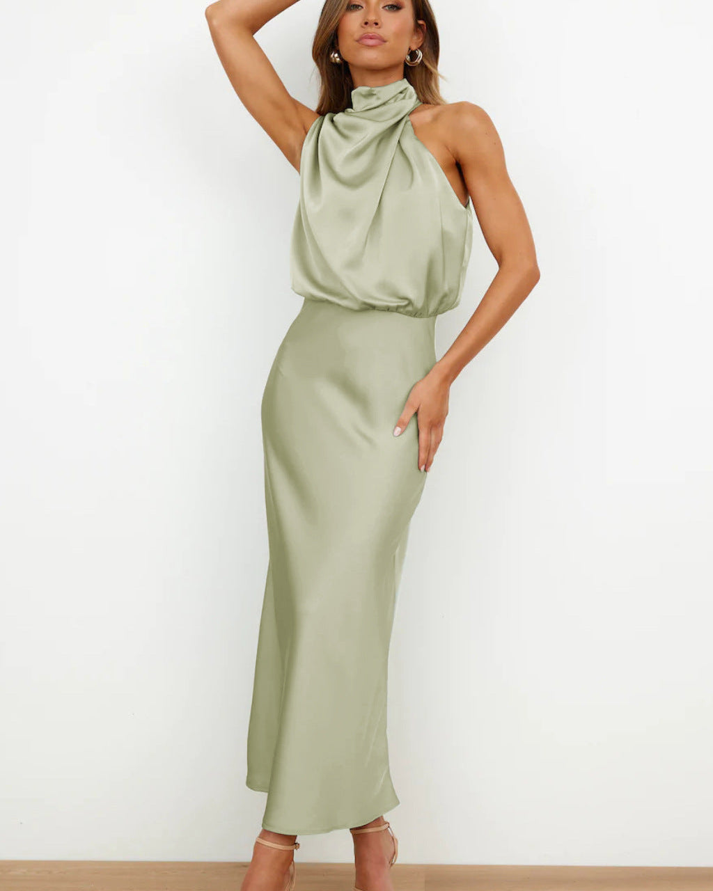 Quentin Sahara Draped Dress - Light Green
