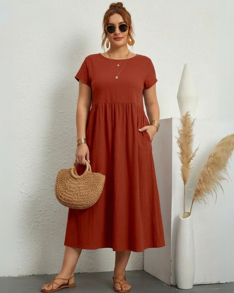 Estelle - Casual Style Dress - Rusty