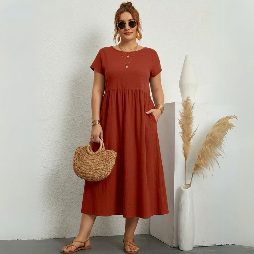 Estelle - Casual Style Dress - Rusty