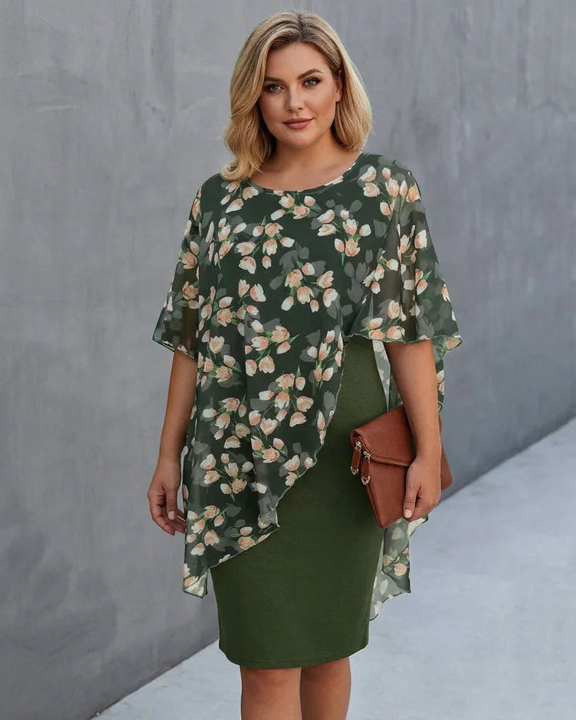 SABINE - Printed Elegant Dress - Green