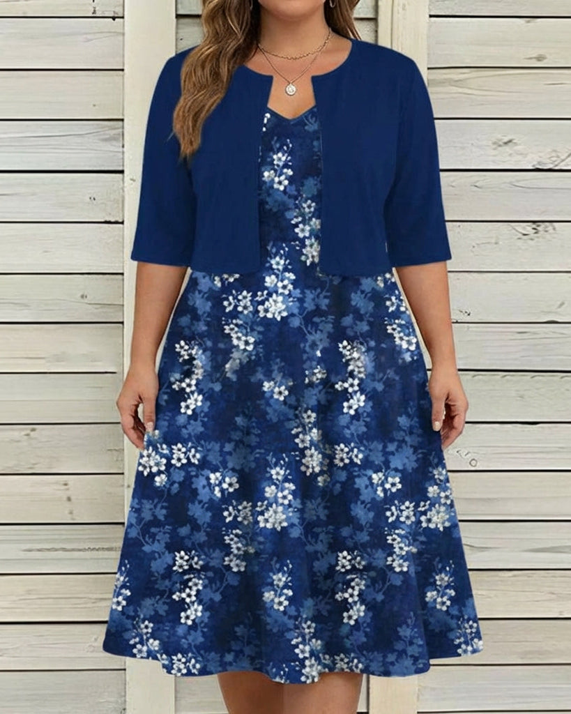 Marguerite - Charm Floral Dress - Dark Blue