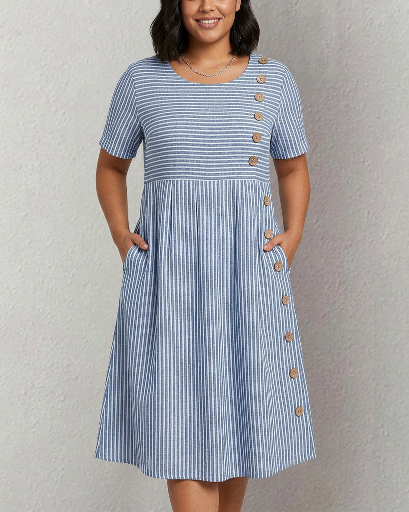 Pia - Striped Button Dress