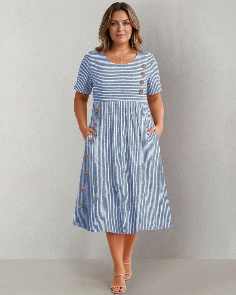 Pia - Striped Button Dress - lifestyle