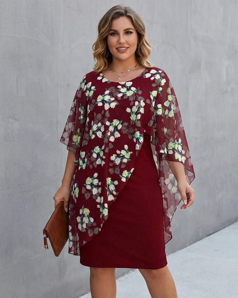 SABINE - Printed Elegant Dress - Red