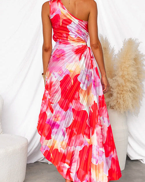 Holt & Wren Pleated One-Shoulder Dress
