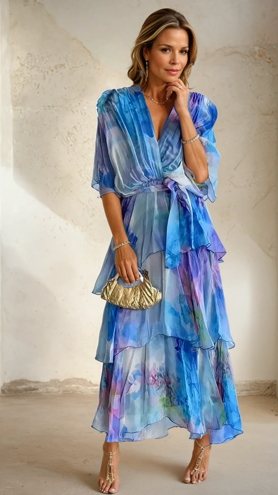 Marija Floral Layer Dress - Blue