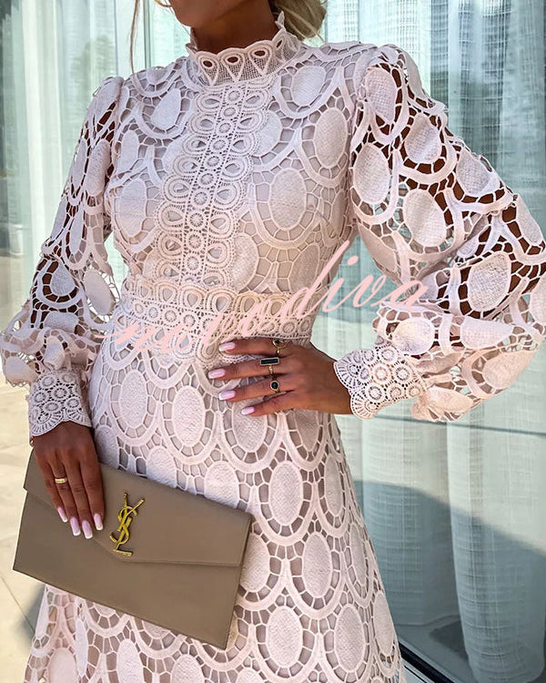 Liza Romantic Lace Dress - Rose