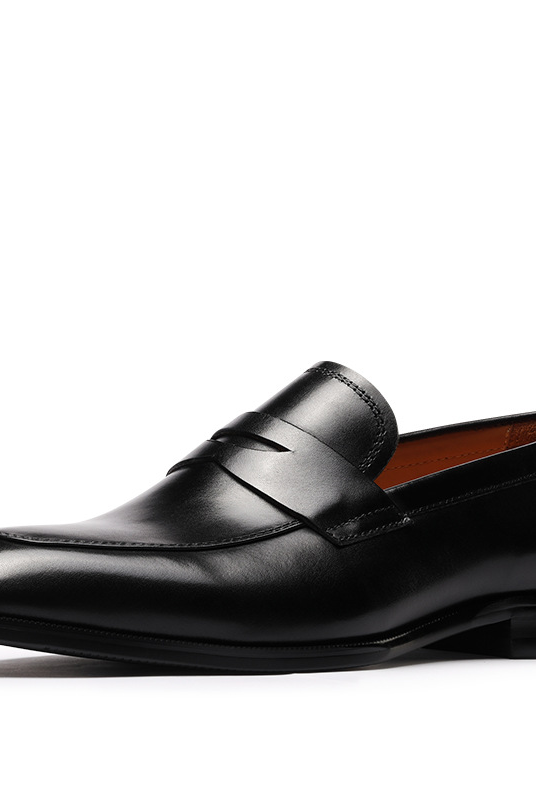 Burnished Leather Penny Loafer Black