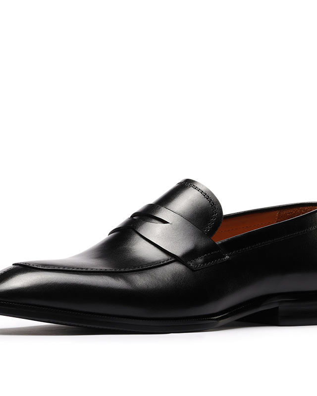 Burnished Leather Penny Loafer Black