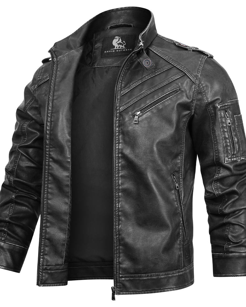 Engine Leather Jacket Black