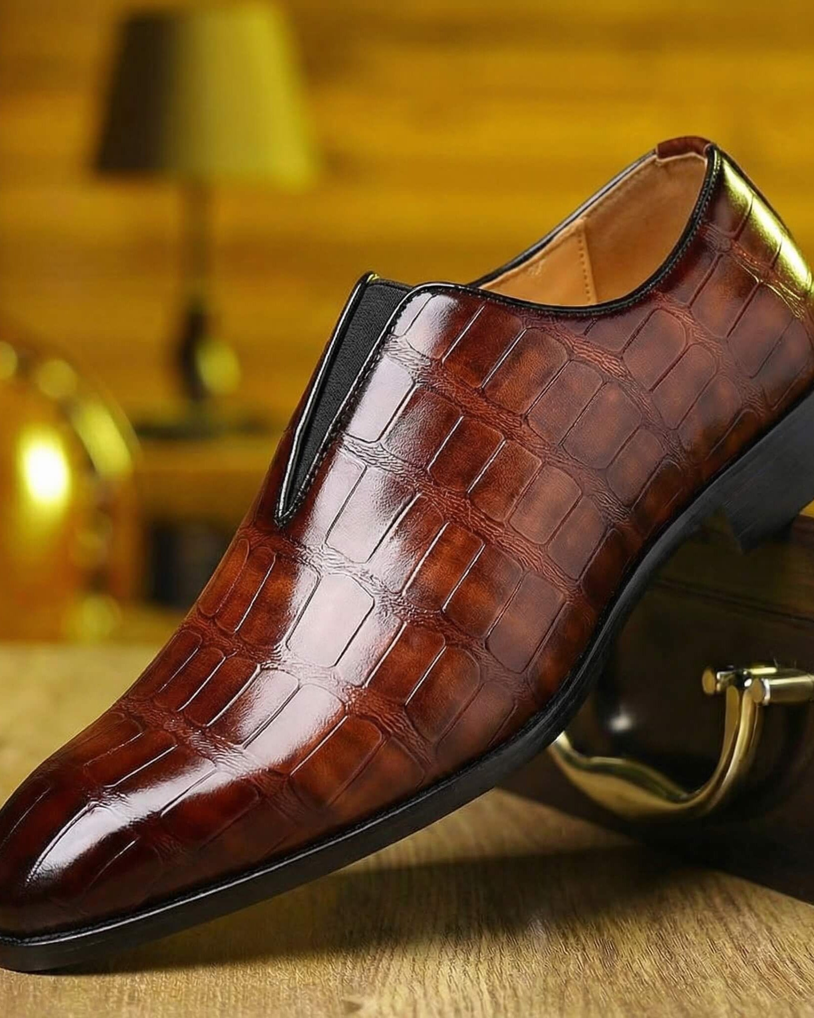 Camden Croc Loafer Dark Brown