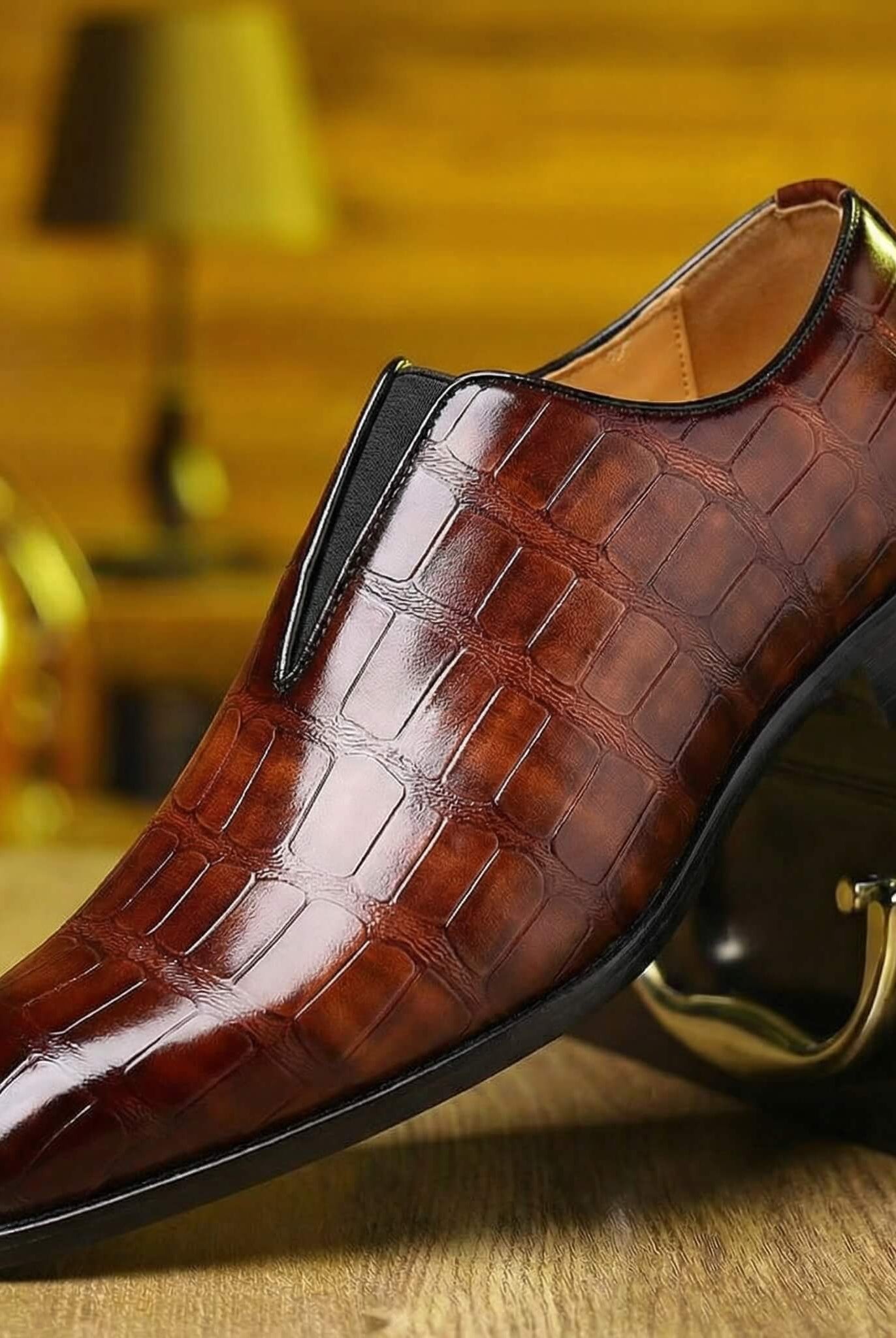 Camden Croc Loafer Dark Brown