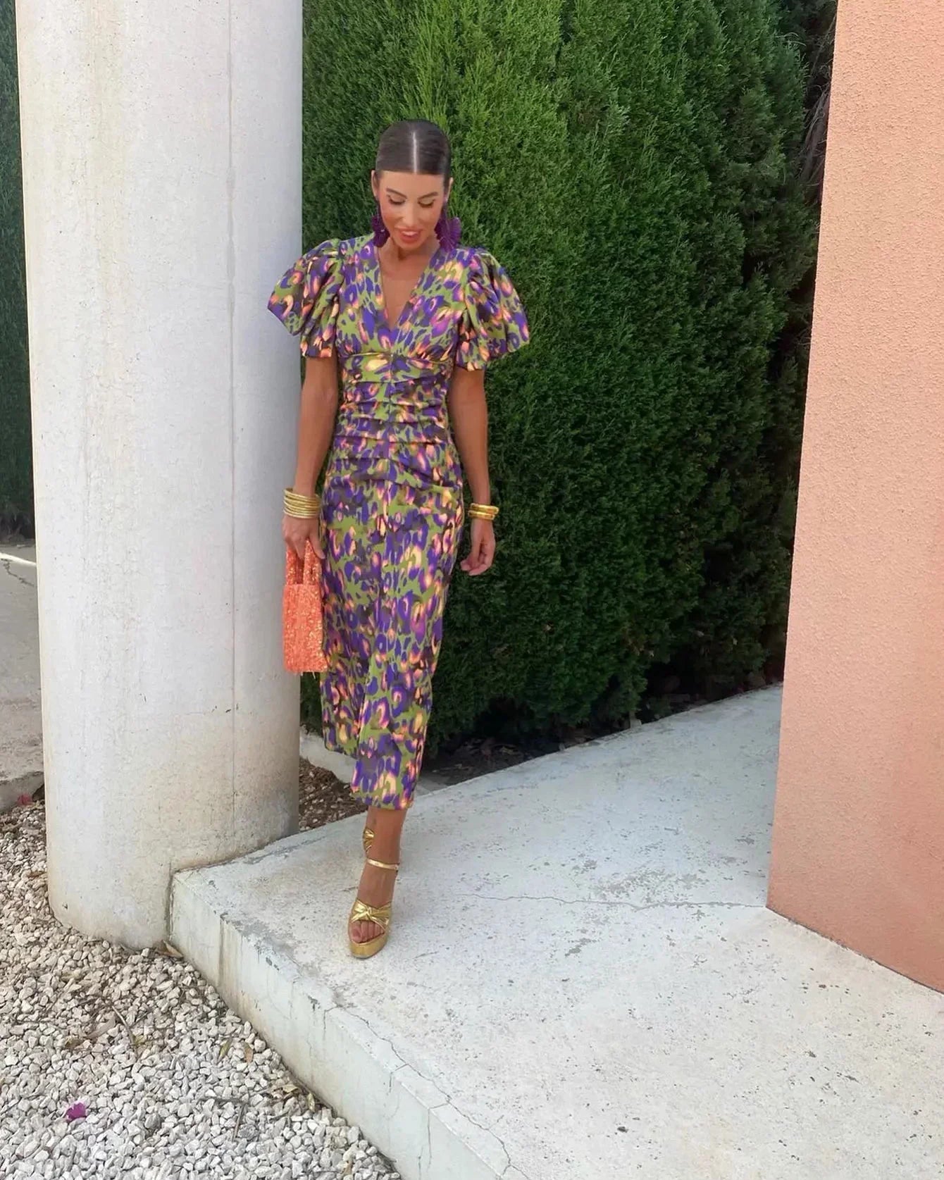 Loren Vibrant Midi Dress - Multicolor