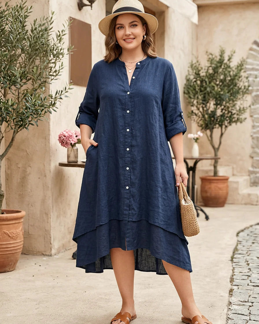 Zinnia | Elegant Dress - Navy Blue