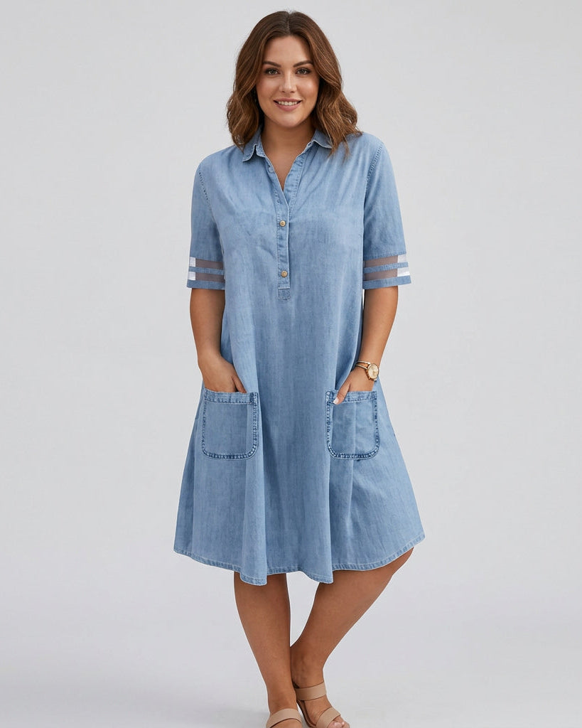 Saoirse - Figure Flattering Denim Dress