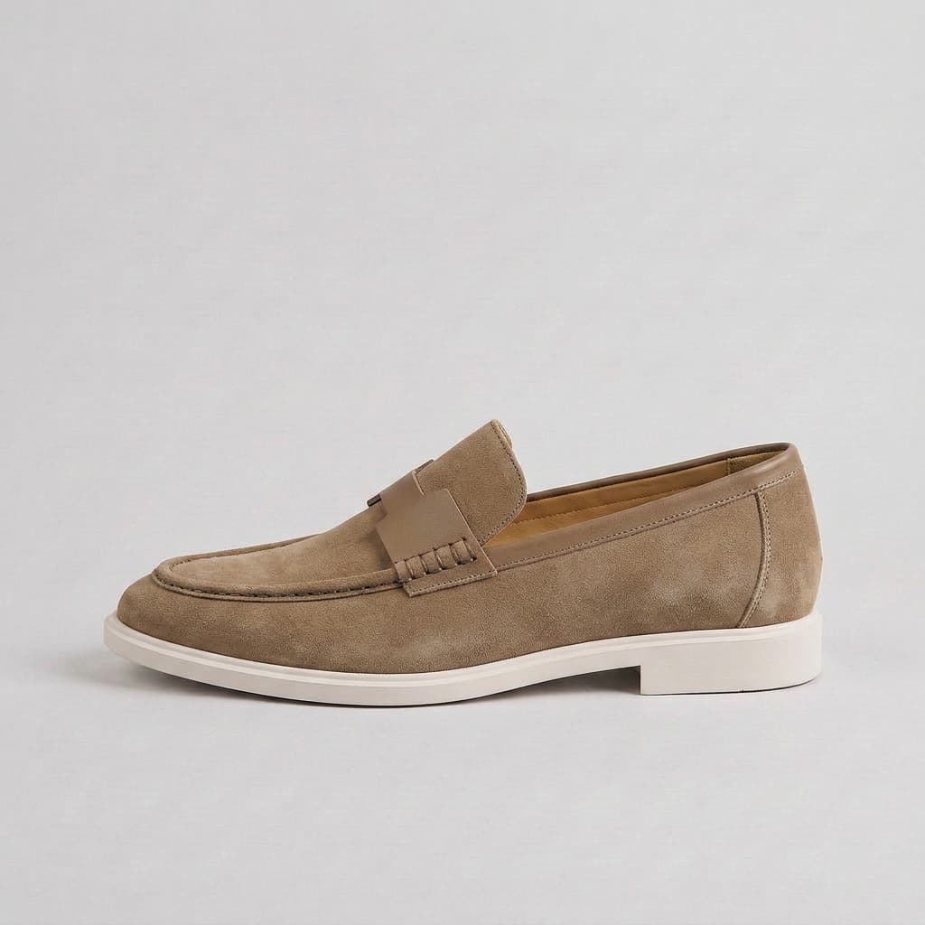 Brewood Nubuck Penny Loafer Taupe