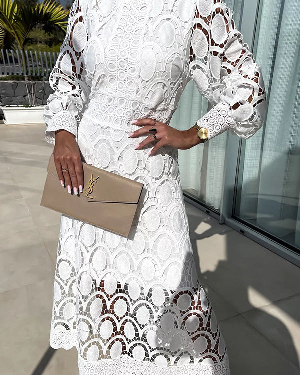 Liza Romantic Lace Dress - White