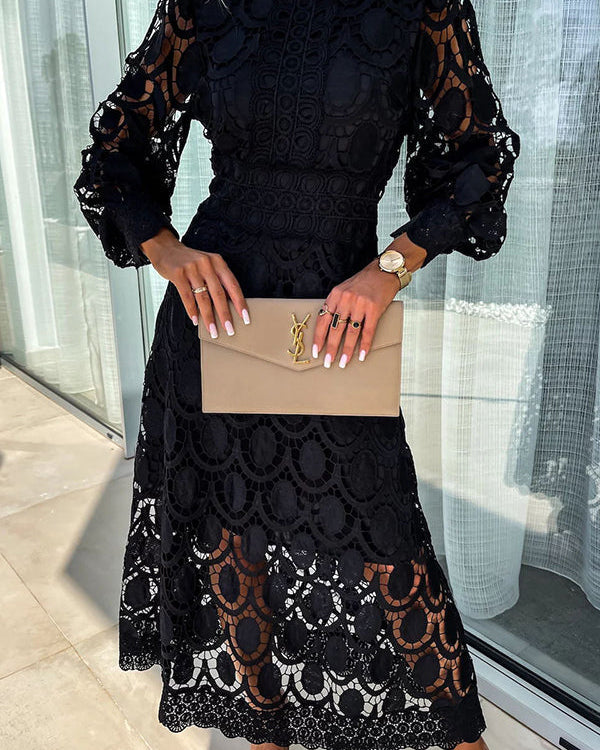Liza Romantic Lace Dress - Black