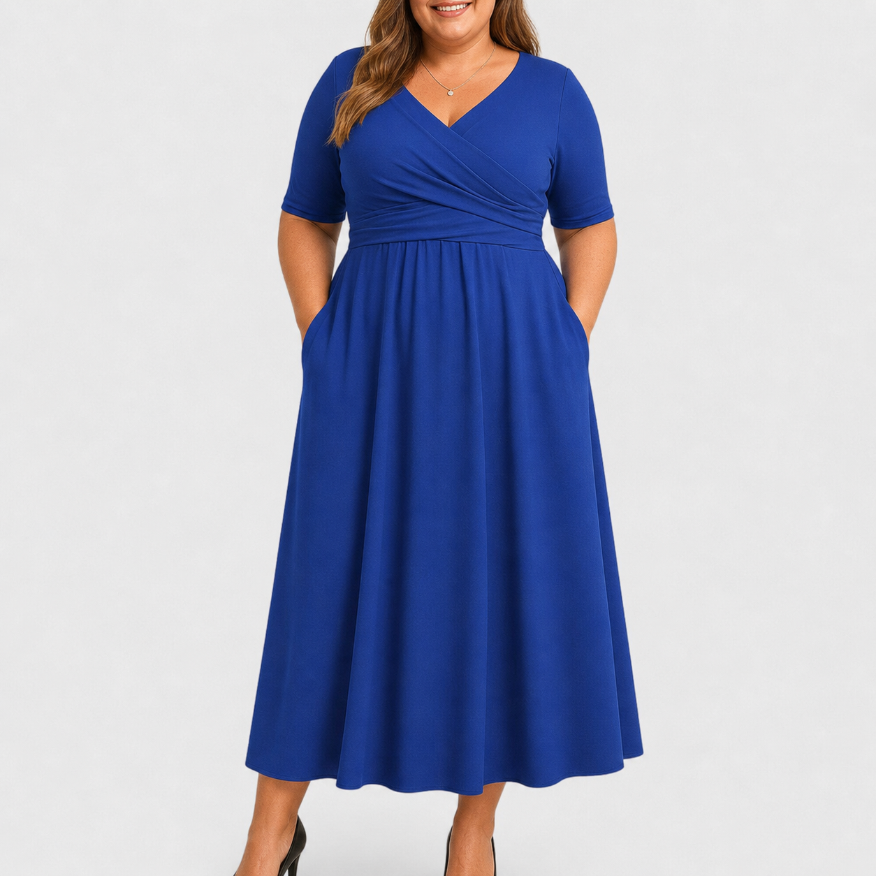 Eleanor Elegant Midi Dress - Blue
