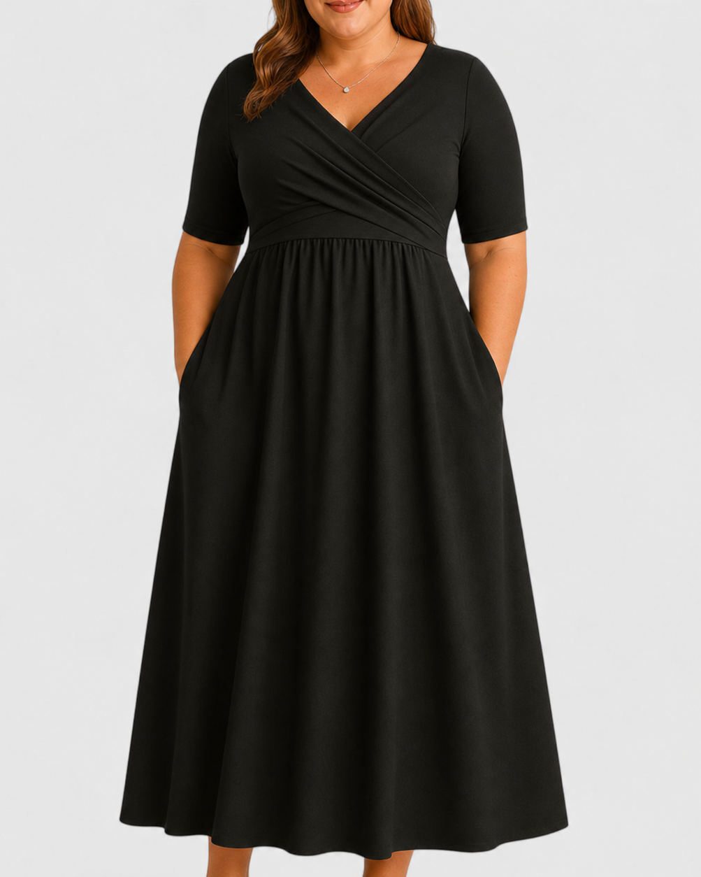 Eleanor Elegant Midi Dress - Black