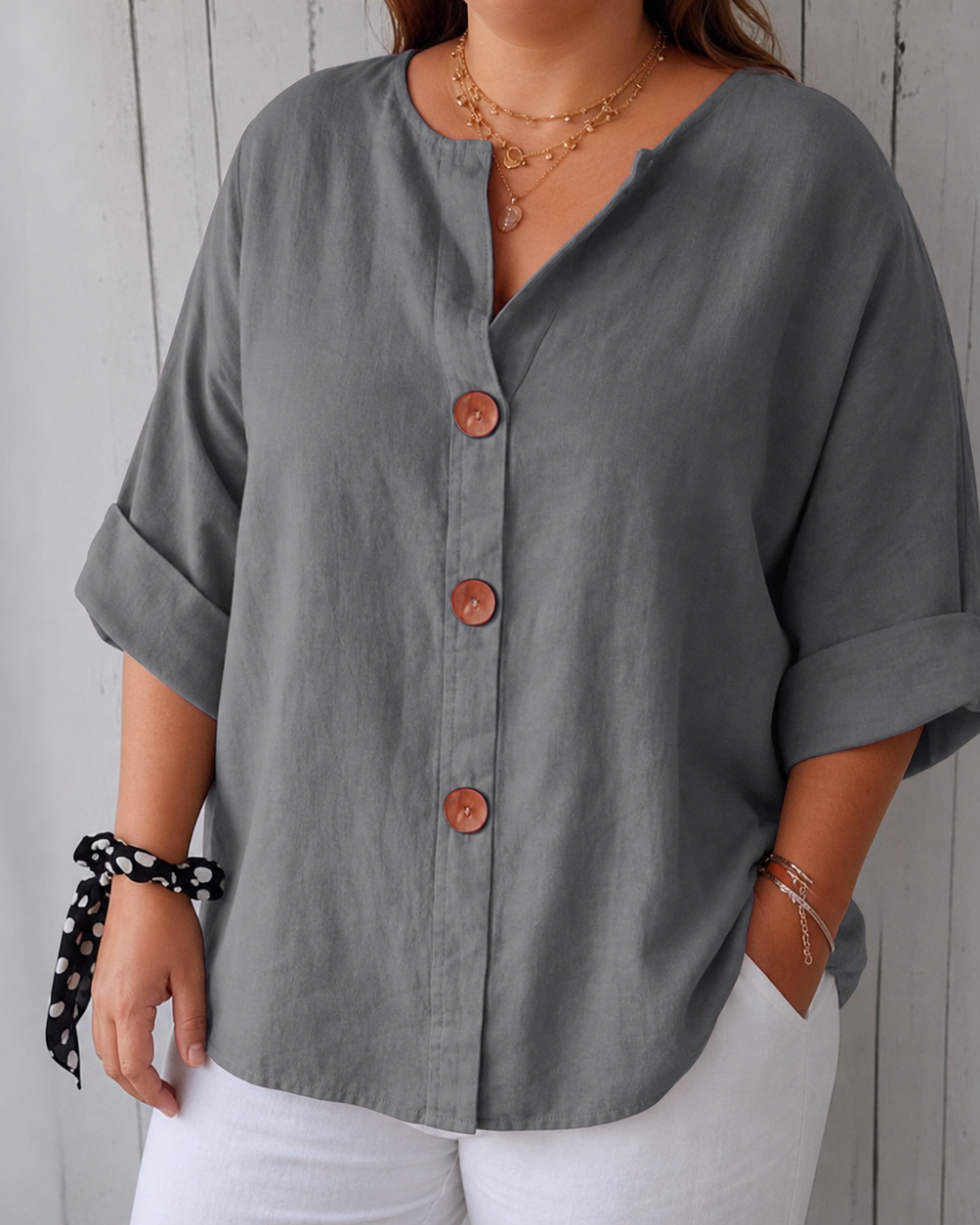 Harper | Lightweight Blouse - Gray