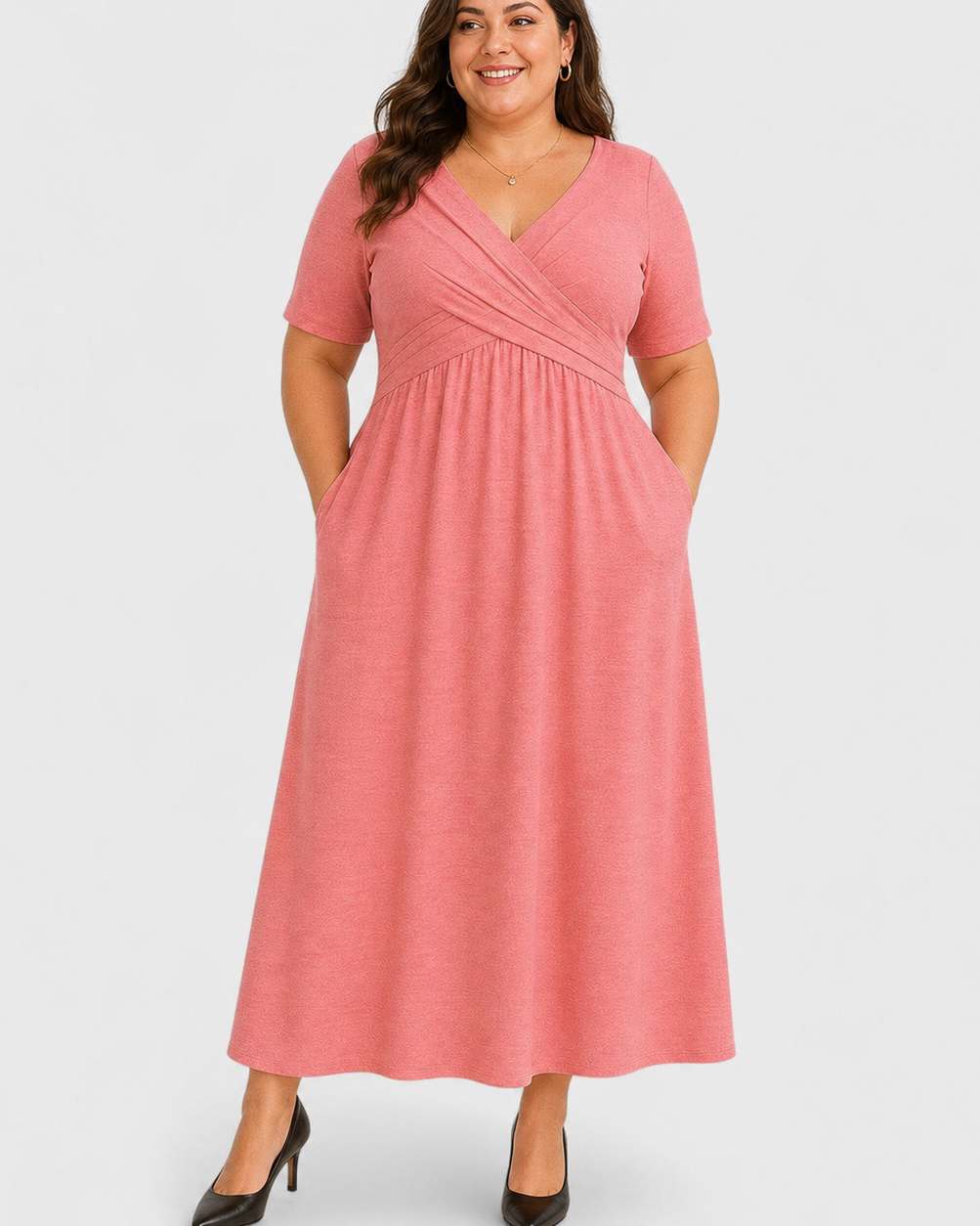 Eleanor Elegant Midi Dress - Pink
