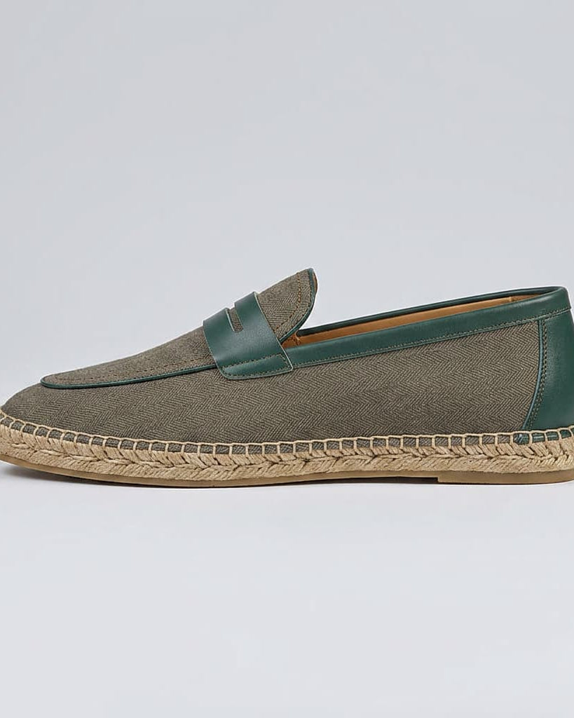 Sanary Herringbone Espadrille Forest Green