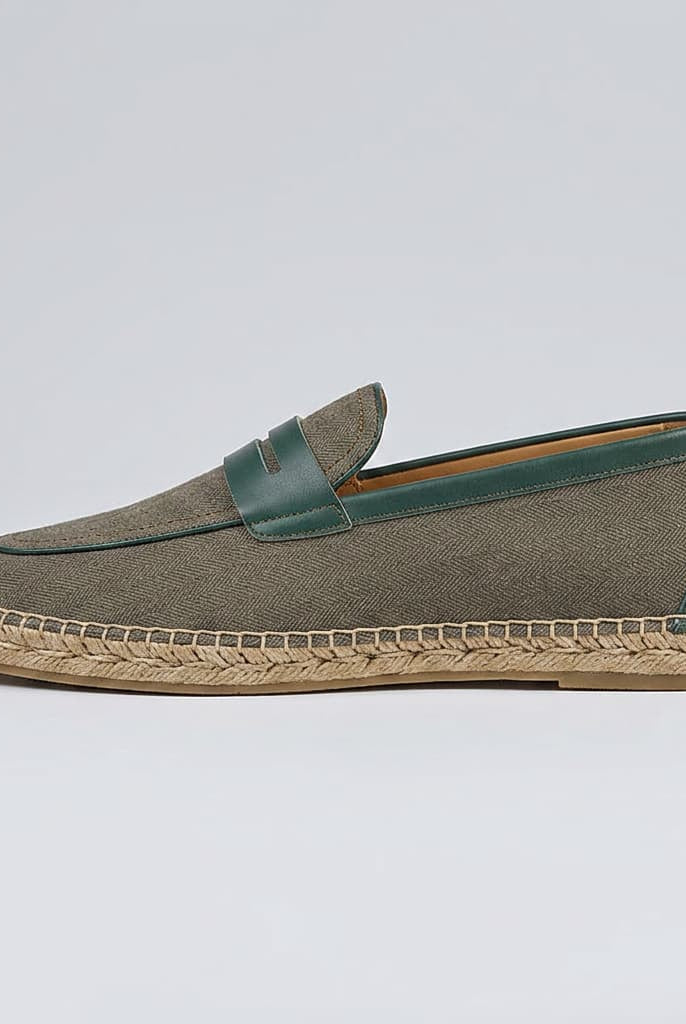 Sanary Herringbone Espadrille Forest Green