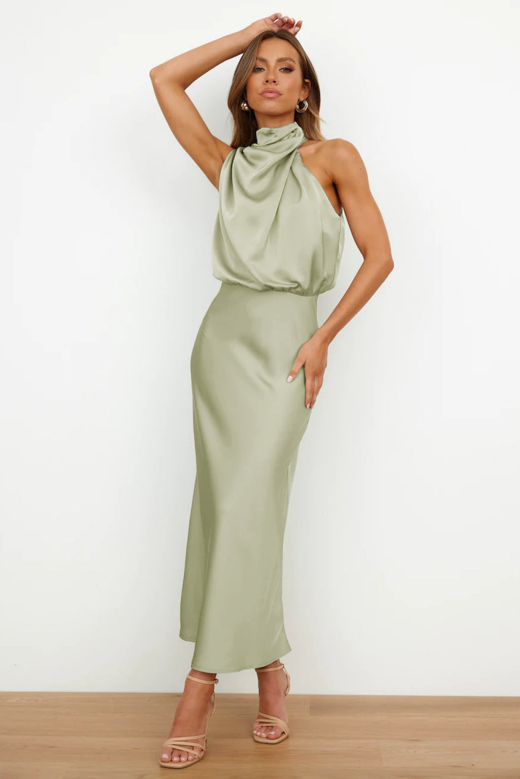 Quentin Sahara Draped Dress - Light Green