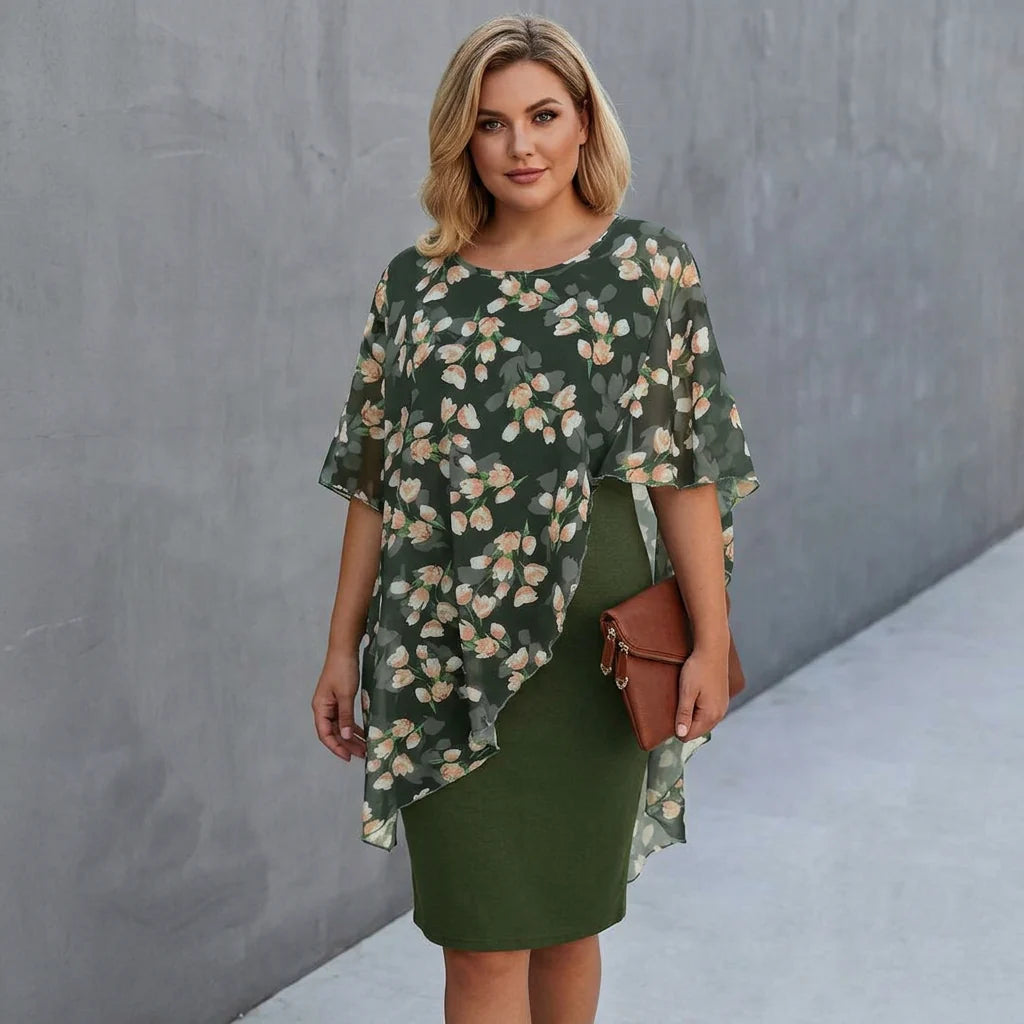 SABINE - Printed Elegant Dress - Green