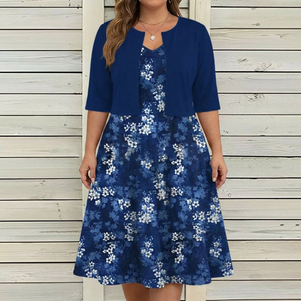 Marguerite - Charm Floral Dress - Dark Blue