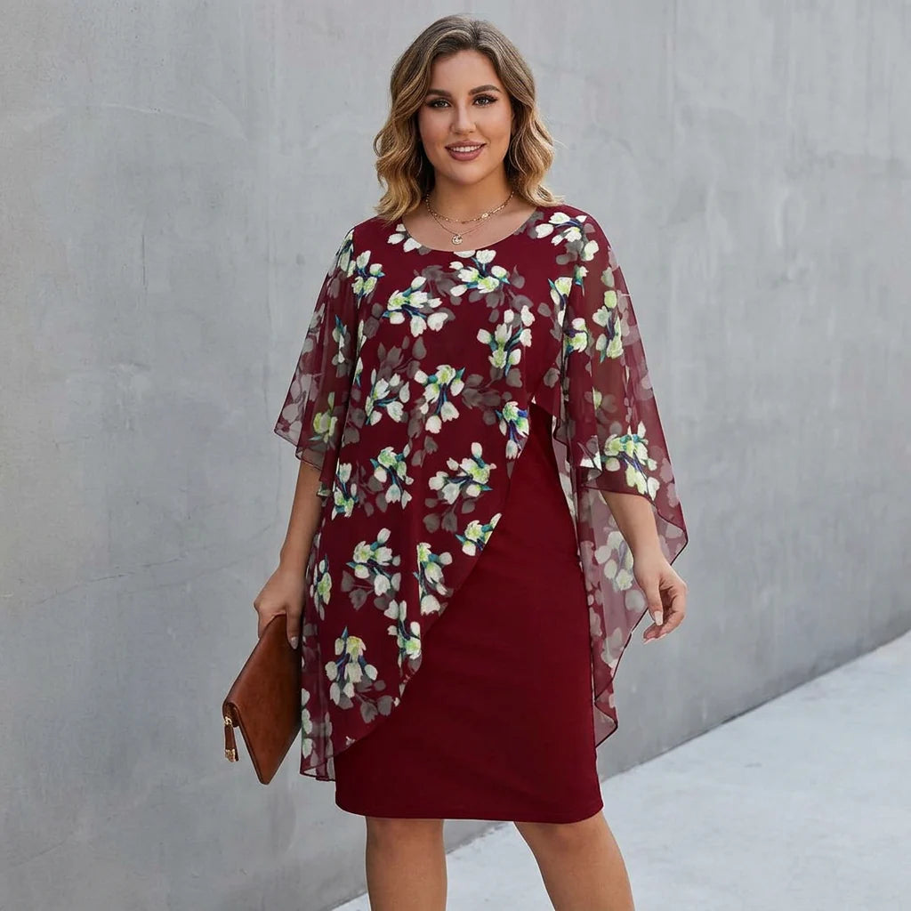 SABINE - Printed Elegant Dress - Red