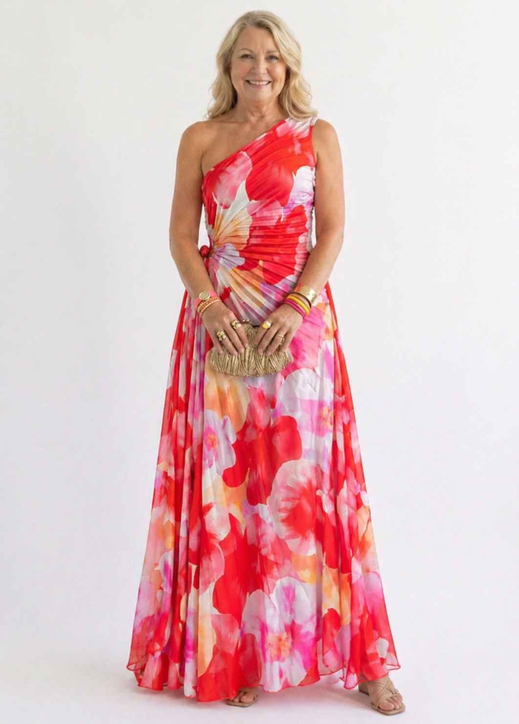 Holt & Wren Pleated One-Shoulder Dress