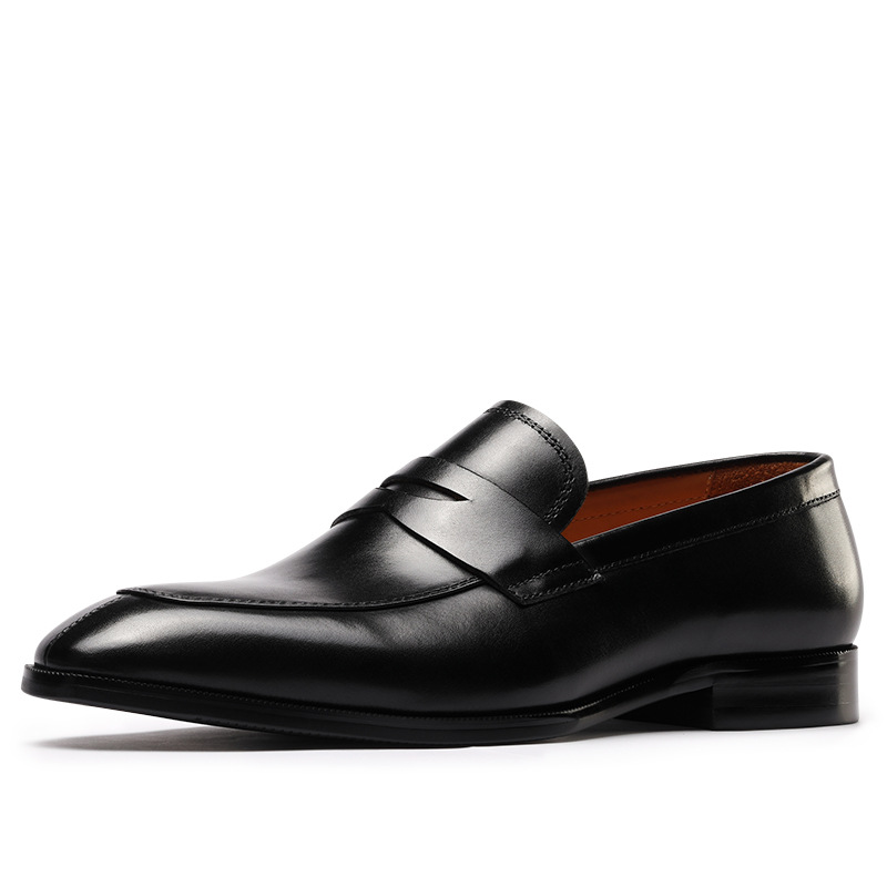 Burnished Leather Penny Loafer Black