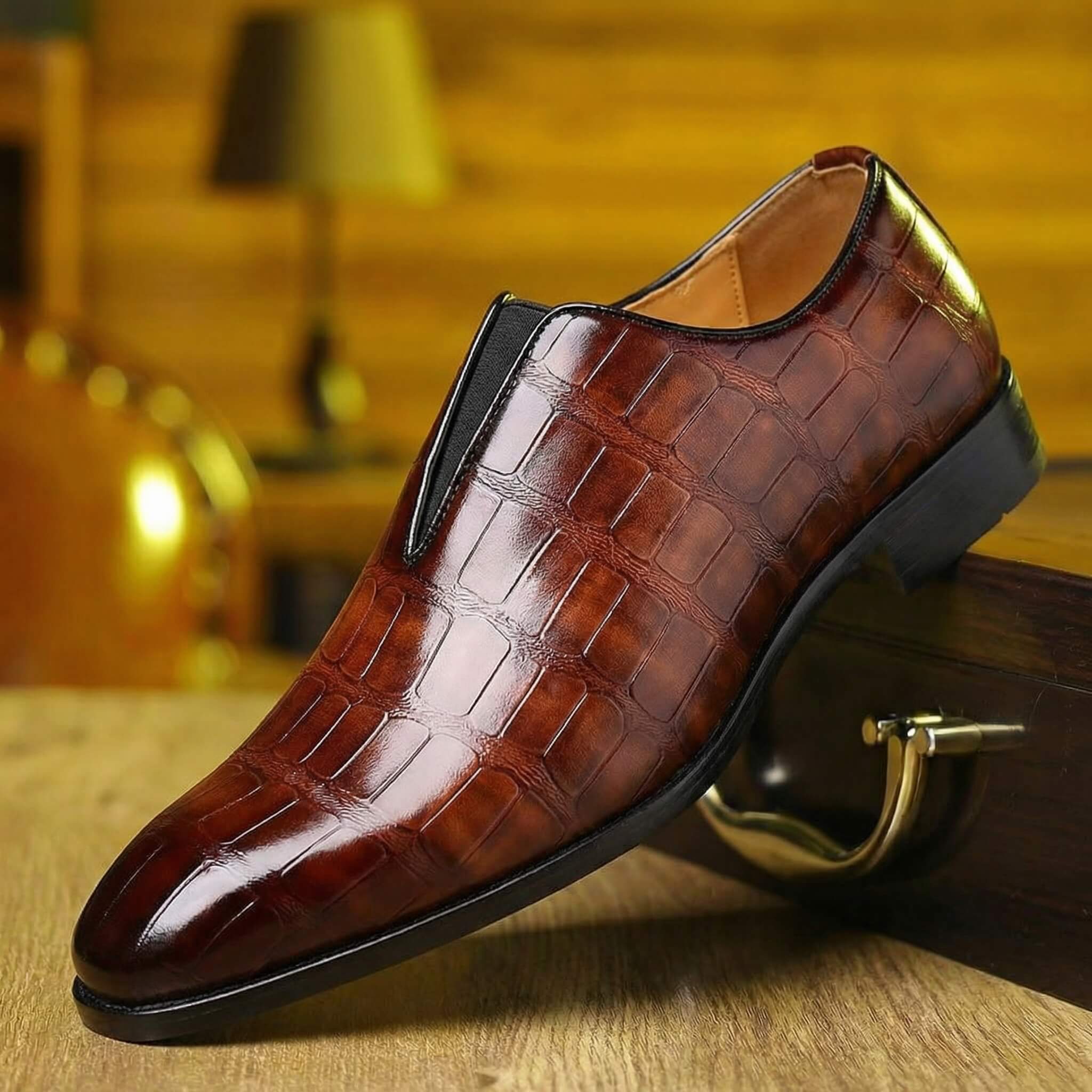Camden Croc Loafer Dark Brown