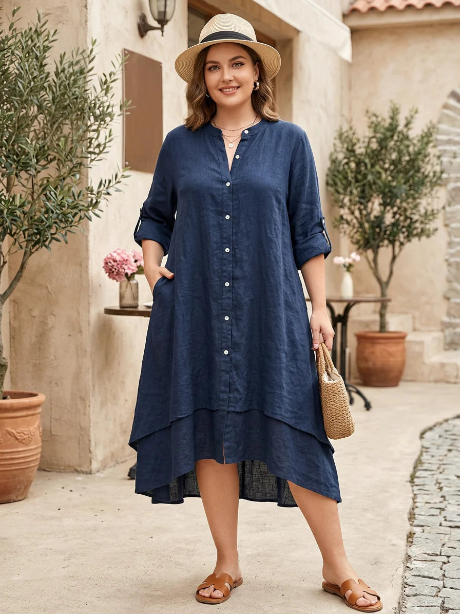 Zinnia | Elegant Dress - Navy Blue