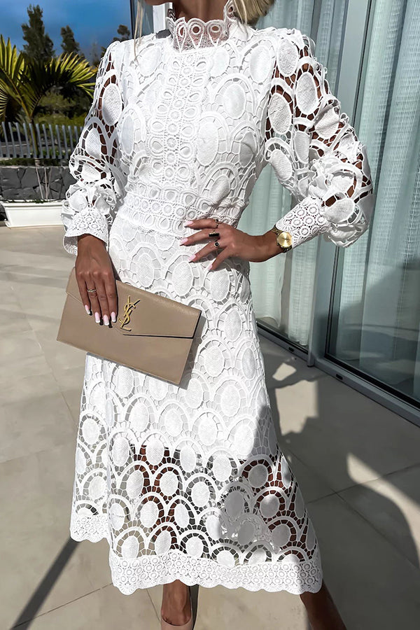 Liza Romantic Lace Dress - White