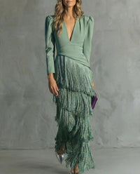 Chiara – Elegant Dress with Fringe Sleeves