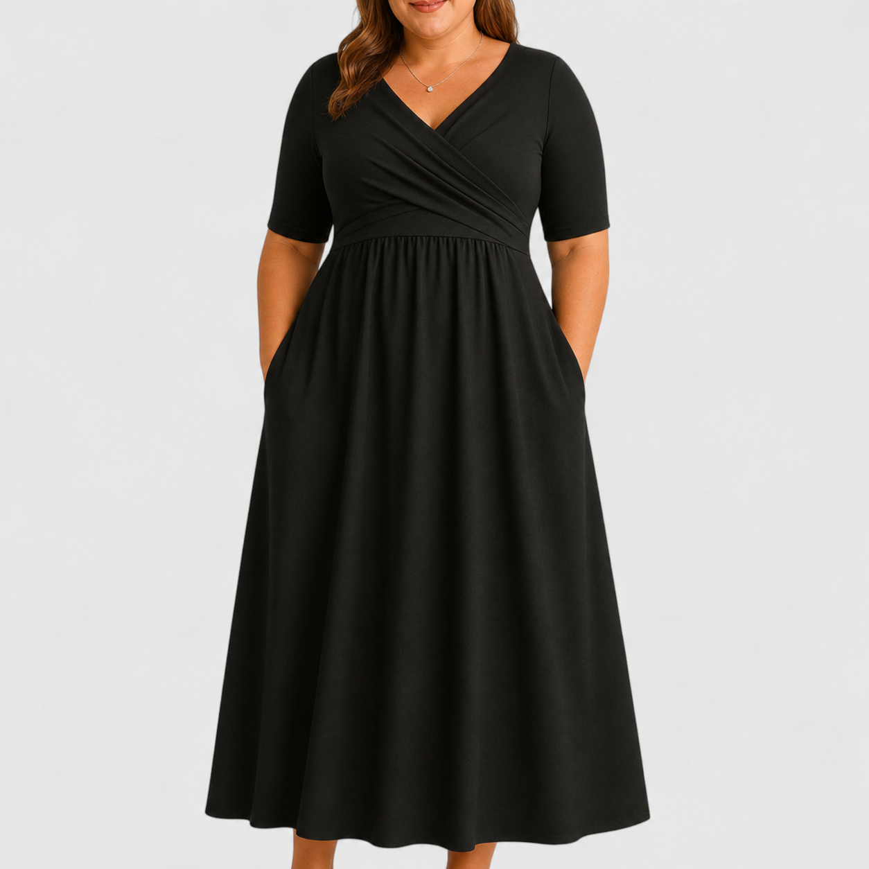 Eleanor Elegant Midi Dress - Black