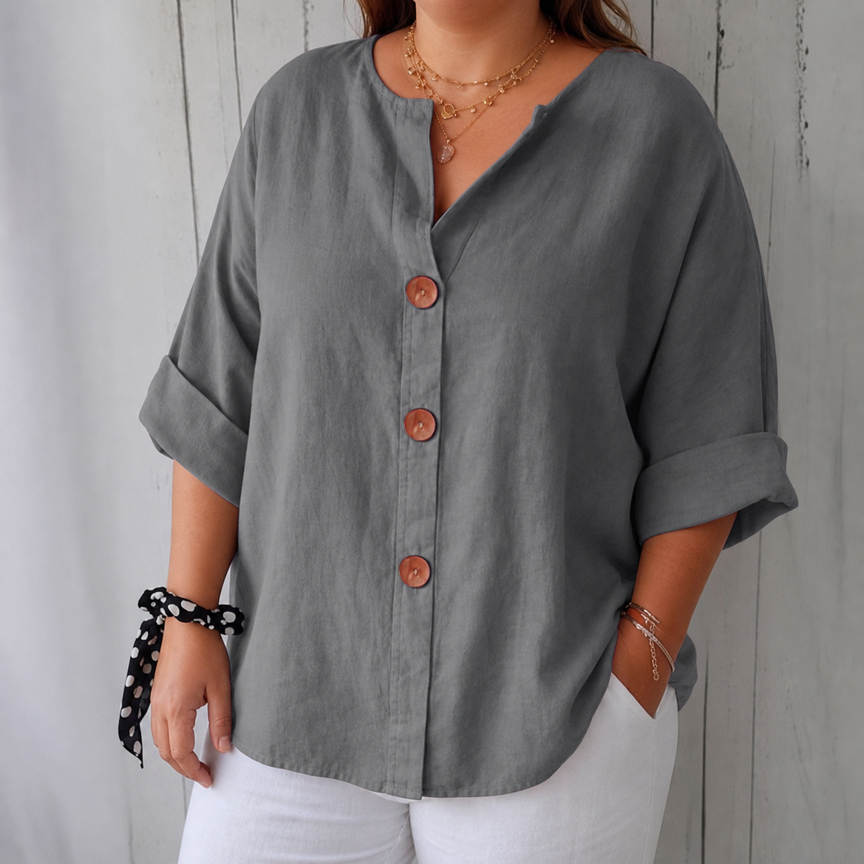 Harper | Lightweight Blouse - Gray