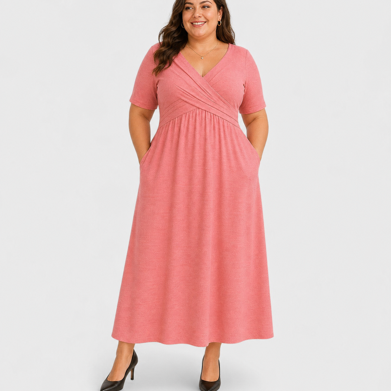Eleanor Elegant Midi Dress - Pink