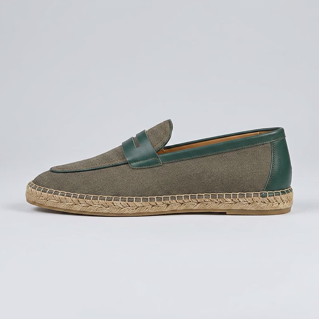 Sanary Herringbone Espadrille Forest Green